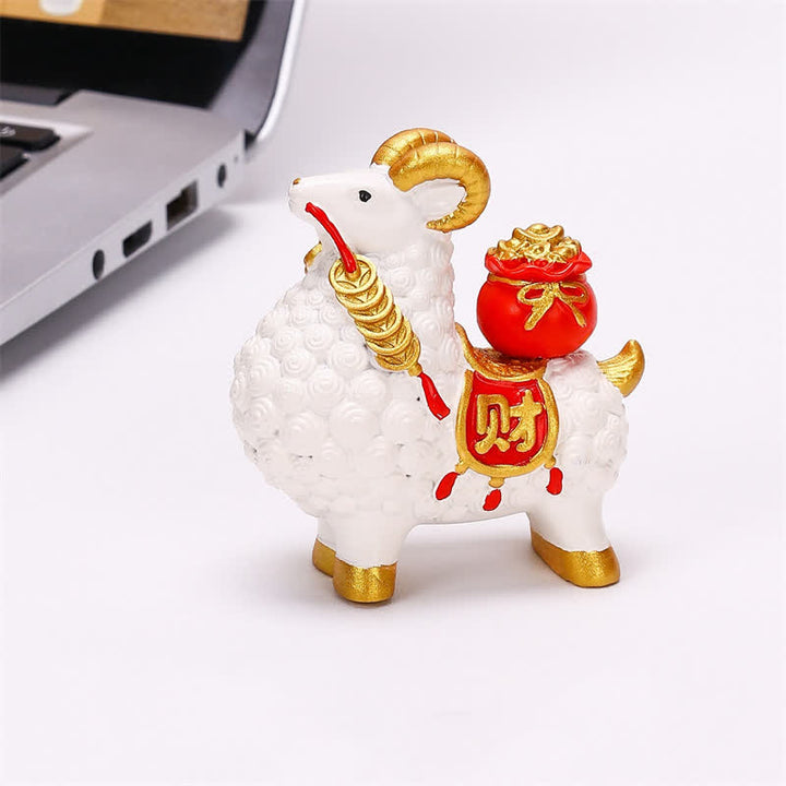 Buddha Stones Resin Prosperity Goat Sheep Fortune Bag Ingot Gourd Persimmon Desktop Ornament Cute Animal Decor - image 9