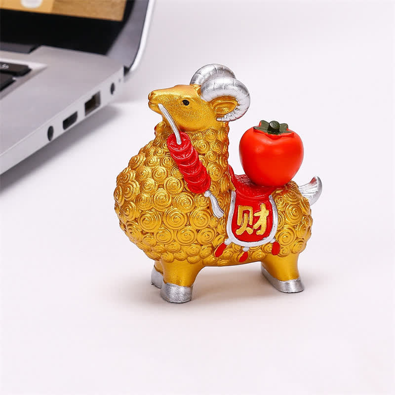 Buddha Stones Resin Prosperity Goat Sheep Fortune Bag Ingot Gourd Persimmon Desktop Ornament Cute Animal Decor - image 11