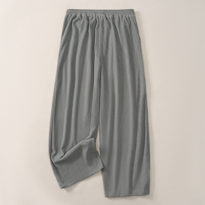 Buddha Stones Fall Winter Minimalist Casual Drawstring Solid Corduroy Long Pants Men's Straight Leg Pants With Pockets - image 24