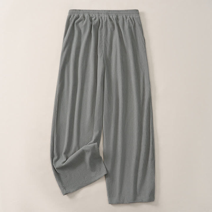 Buddha Stones Fall Winter Minimalist Casual Drawstring Solid Corduroy Long Pants Men's Straight Leg Pants With Pockets - image 24