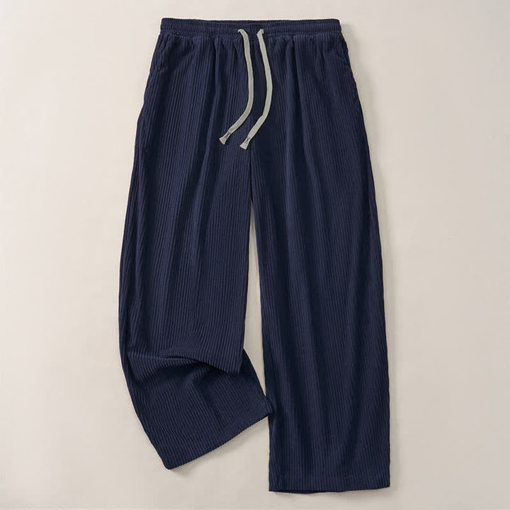 Buddha Stones Fall Winter Minimalist Casual Drawstring Solid Corduroy Long Pants Men's Straight Leg Pants With Pockets - image 13
