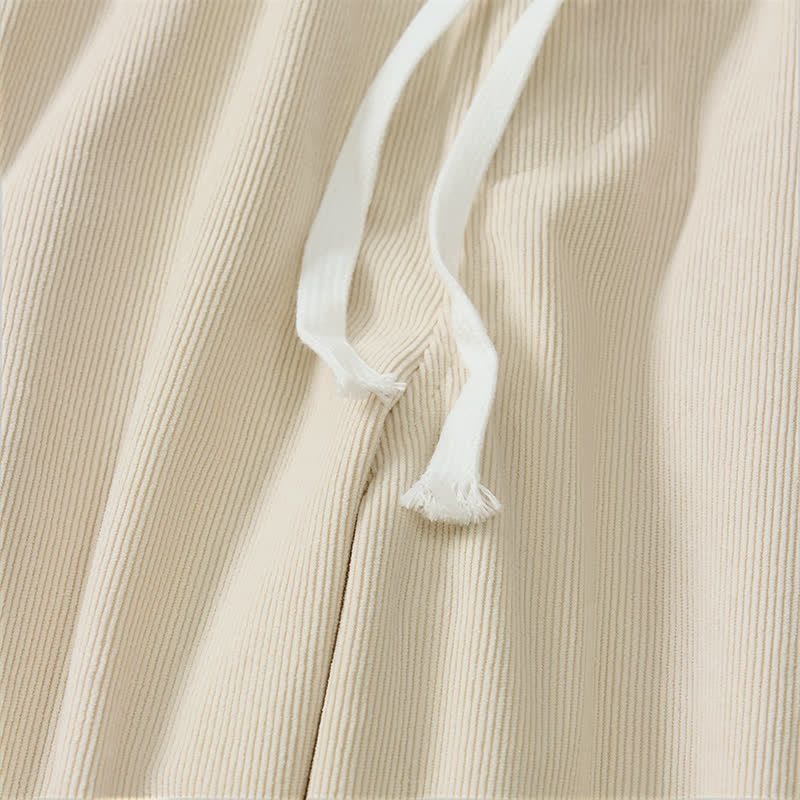 Buddha Stones Fall Winter Casual Minimalist Drawstring Solid Long Pants Corduroy Men's Tapered Pants With Pockets - image 16