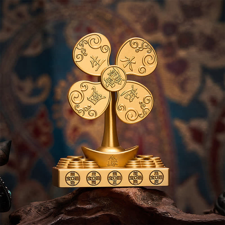 Buddha Stones Relief Carved Brass Yuanbao Pinwheel Five Emperor Coins Prosperity Wealth & Fortune Symbols - Five-Emperor Coin - image 0