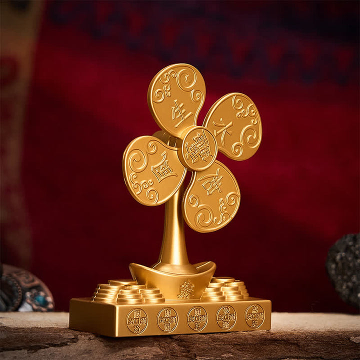 Buddha Stones Relief Carved Brass Yuanbao Pinwheel Five Emperor Coins Prosperity Wealth & Fortune Symbols - image 3