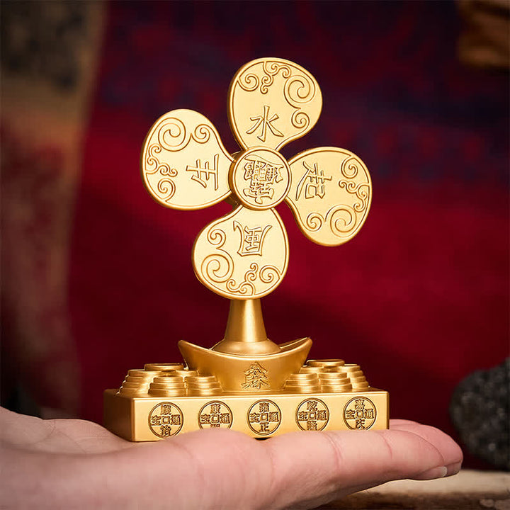 Buddha Stones Relief Carved Brass Yuanbao Pinwheel Five Emperor Coins Prosperity Wealth & Fortune Symbols - image 2
