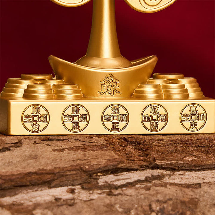 Buddha Stones Relief Carved Brass Yuanbao Pinwheel Five Emperor Coins Prosperity Wealth & Fortune Symbols - image 7