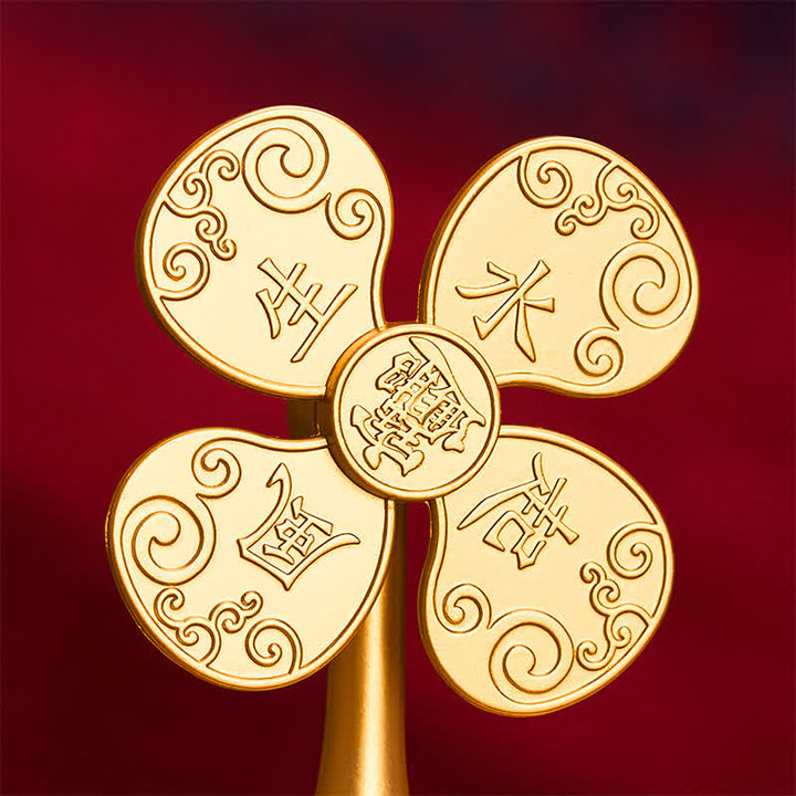 Buddha Stones Relief Carved Brass Yuanbao Pinwheel Five Emperor Coins Prosperity Wealth & Fortune Symbols - image 6