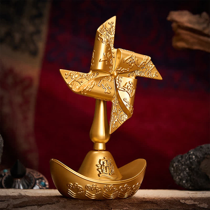 Buddha Stones Brass Ship Pinwheel Ingot Direction Decor Wealth & Fortune Symbols - image 3