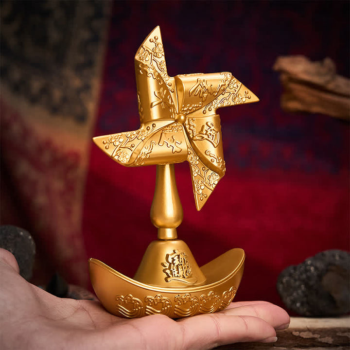 Buddha Stones Brass Ship Pinwheel Ingot Direction Decor Wealth & Fortune Symbols - image 4