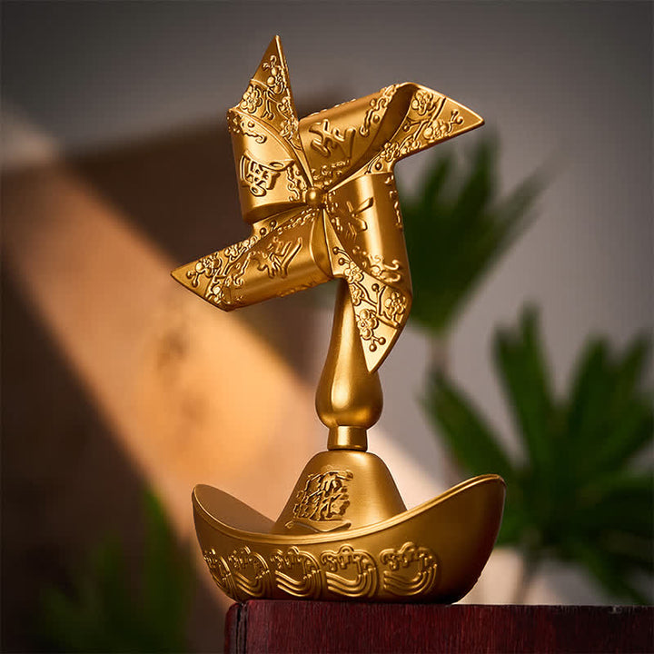 Buddha Stones Brass Ship Pinwheel Ingot Direction Decor Wealth & Fortune Symbols - image 2