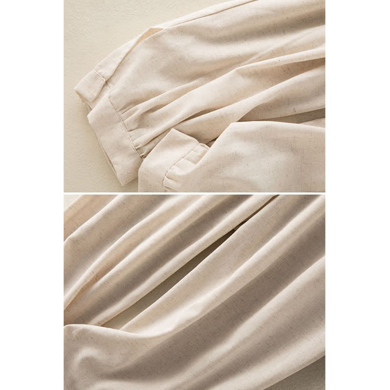 Buddha Stones Plain Cotton Drawstring Women's Harem Pants With Pockets - image 3