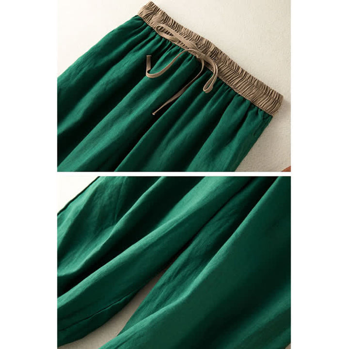 Buddha Stones Plain Cotton Drawstring Women's Harem Pants With Pockets - image 12