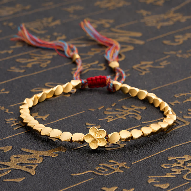 Buddha Stones Tibetan Copper Beads Peach Blossom Flower Colorful String Bracelet - 7.9 in (20 cm) - image 0