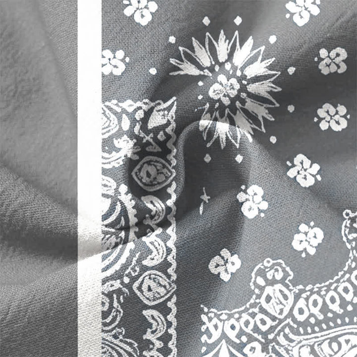 Buddha Stones Cotton Boho Paisley Stripe Pattern V-Neck Buttons Men's Long Sleeve Shirts - image 13