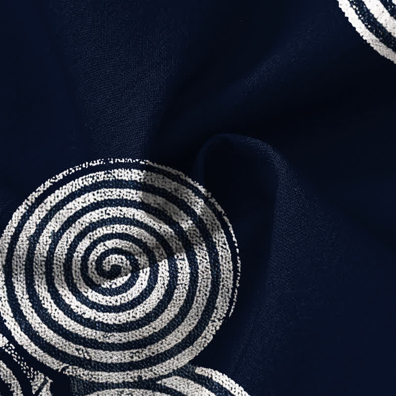 Buddha Stones Cotton Bohemian Spiral Pattern V-Neck Buttons Men's Long Sleeve Shirts - image 6