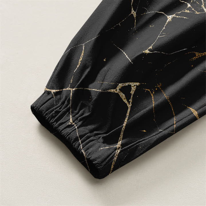 Buddha Stones Pure Cotton Boho Marble Streak Pattern Drawstring Men's Harem Pants With Pockets - image 4