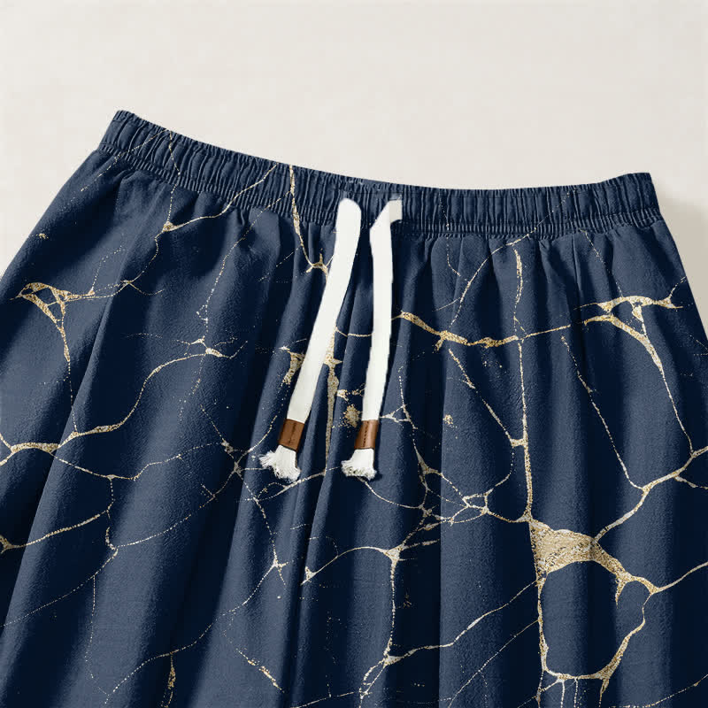 Buddha Stones Pure Cotton Boho Marble Streak Pattern Drawstring Men's Harem Pants With Pockets - image 9