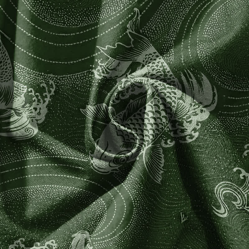 Buddha Stones Pure Cotton Koi Ripple Pattern Drawstring Men's Harem Pants With Pockets - image 11