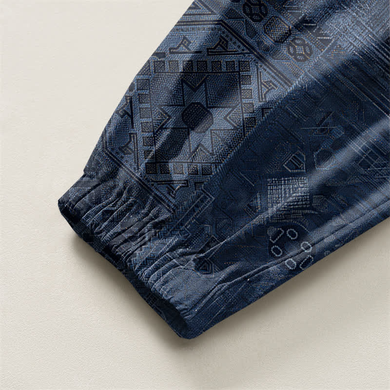 Buddha Stones Pure Cotton Shadow Paisley Pattern Drawstring Men's Harem Pants With Pockets - image 4