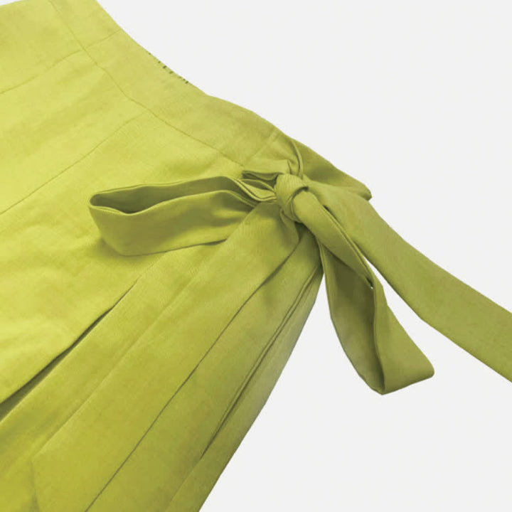 Buddha Stones Spring Casual Retro Plain Drawstring Women's Wide Leg Pants With Pockets - image 8