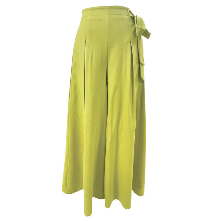 Buddha Stones Spring Casual Retro Plain Drawstring Women's Wide Leg Pants With Pockets - image 6