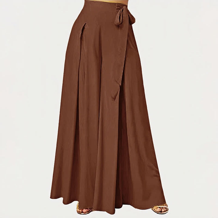 Buddha Stones Spring Casual Retro Plain Drawstring Women's Wide Leg Pants With Pockets - DarkGoldenrod - US14，UK/AU18，EU46 (2XL) - image 9