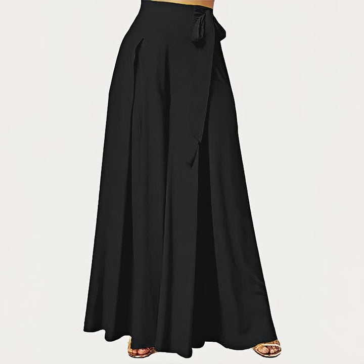 Buddha Stones Spring Casual Retro Plain Drawstring Women's Wide Leg Pants With Pockets - Black - US14，UK/AU18，EU46 (2XL) - image 2
