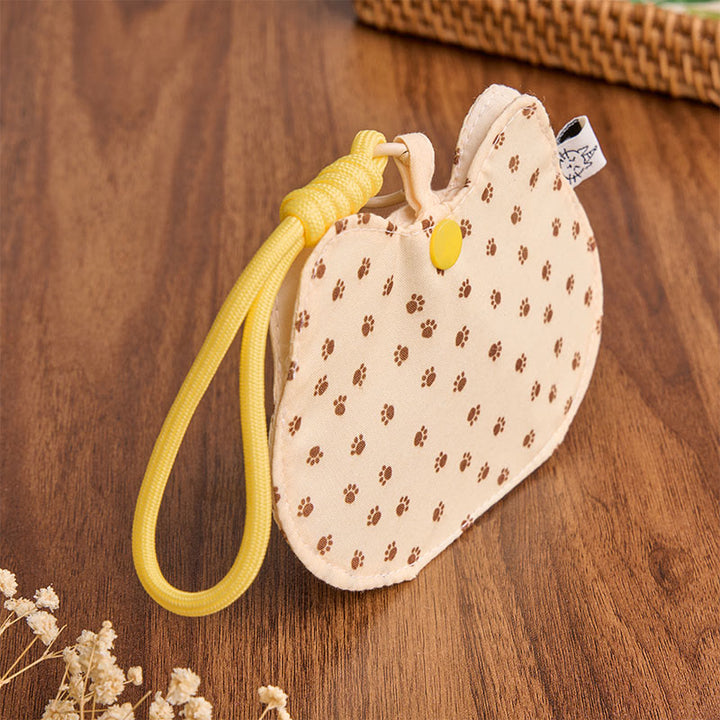 Buddha Stones Yellow White Kitten Paw Print Pattern Cute Snap Button Wallet - image 2