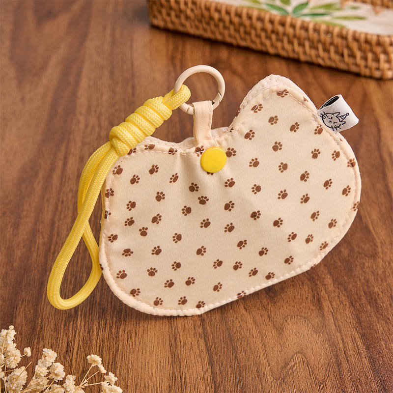 Buddha Stones Yellow White Kitten Paw Print Pattern Cute Snap Button Wallet - image 3