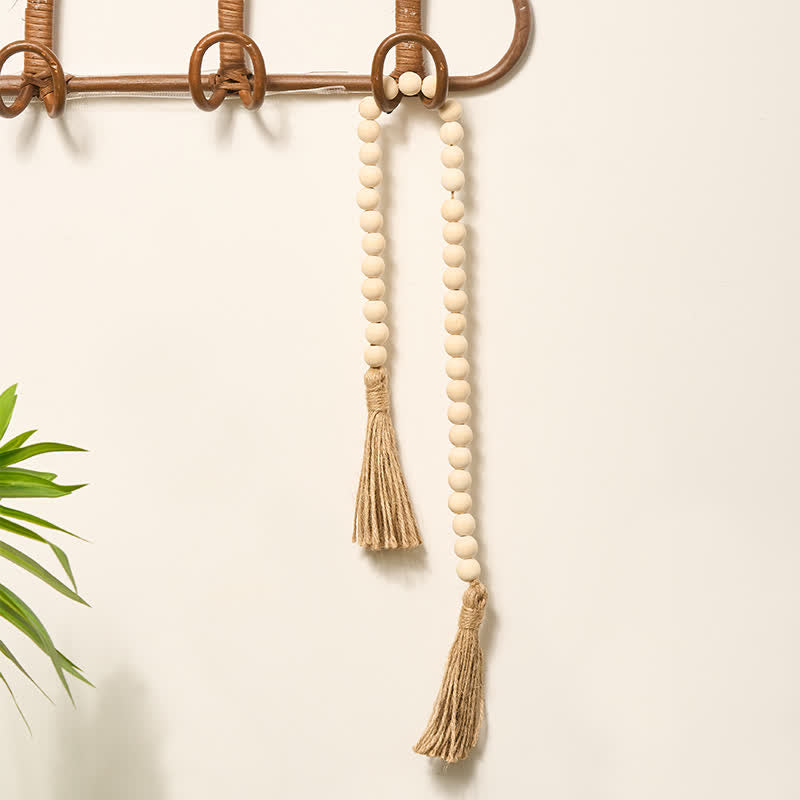 Buddha Stones Natural Wood Macrame Bead Hanging Tassel Mindful Living Decor - image 4