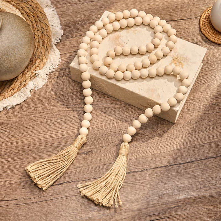 Buddha Stones Natural Wood Macrame Bead Hanging Tassel Mindful Living Decor - image 10