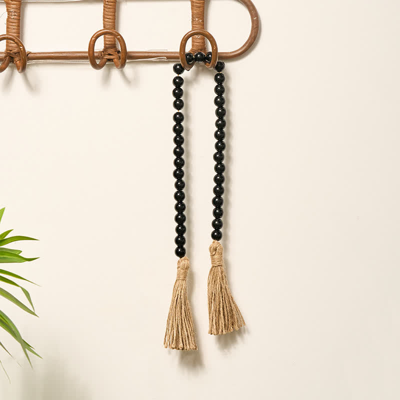 Buddha Stones Black Minimalist Rustic Wood Bead Garland for Calm Spaces Mindful Living Decor - image 5