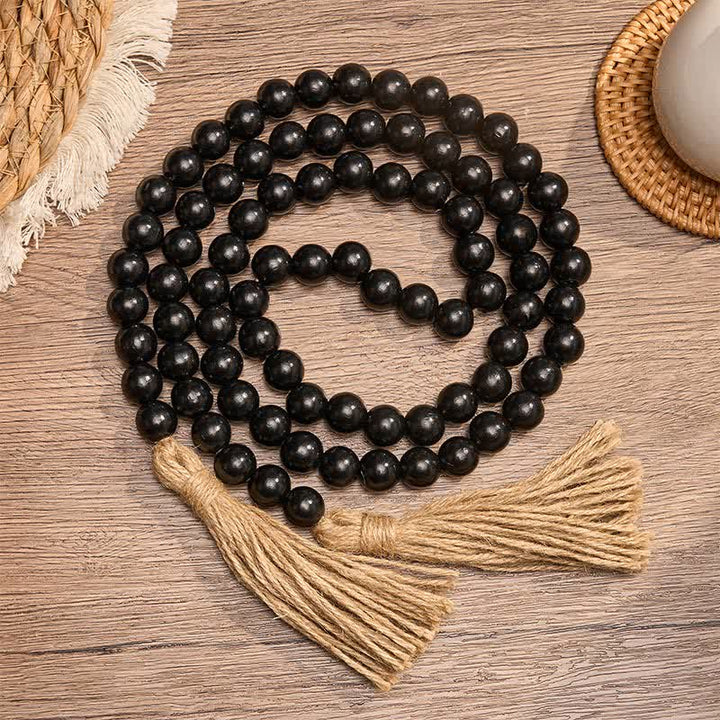 Buddha Stones Black Minimalist Rustic Wood Bead Garland for Calm Spaces Mindful Living Decor - 16mm - 84 Beads - image 8
