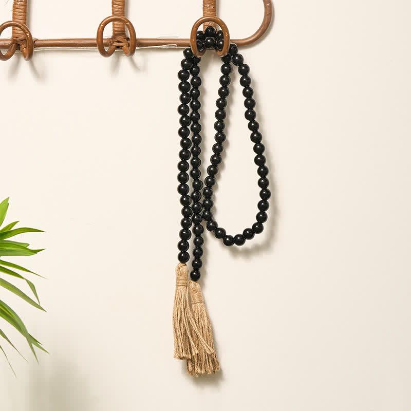 Buddha Stones Black Minimalist Rustic Wood Bead Garland for Calm Spaces Mindful Living Decor - image 13
