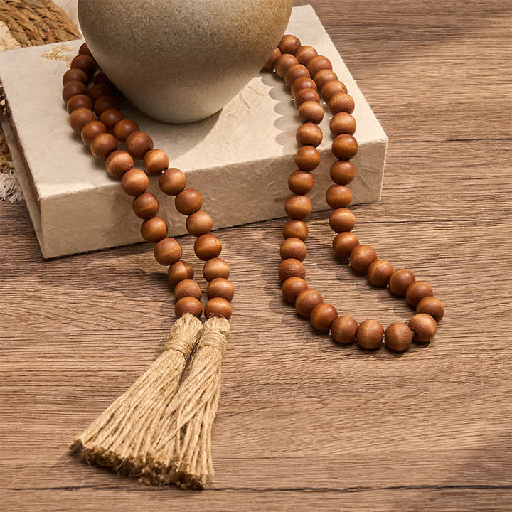 Buddha Stones Farmhouse Brown Beaded Tassel Accent Garland Mindful Living Decor - image 4