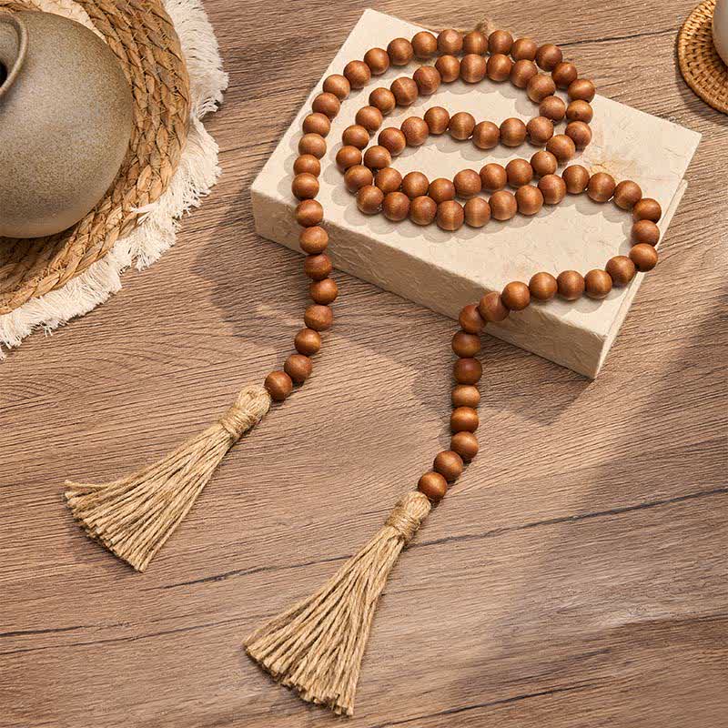 Buddha Stones Farmhouse Brown Beaded Tassel Accent Garland Mindful Living Decor - image 3