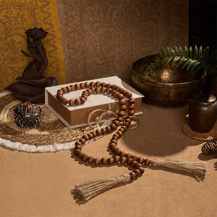 Buddha Stones Farmhouse Brown Beaded Tassel Accent Garland Mindful Living Decor - image 2