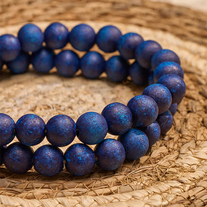 Buddha Stones Blue Rustic Wooden Bead Tassel Garland Mindful Living Decor - image 7