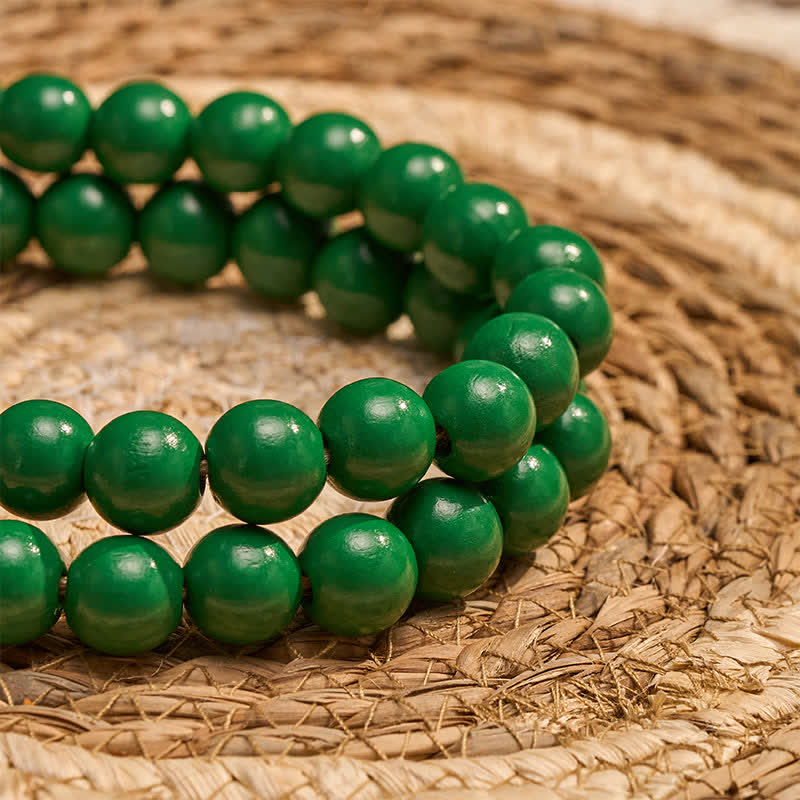 Buddha Stones Green Distressed Wood Bead Tassel Farmhouse Mindful Living Decor - image 7