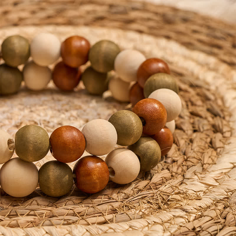 Buddha Stones Farmhouse Layered Wood Bead Tassel Garland Mindful Living Decor - image 15