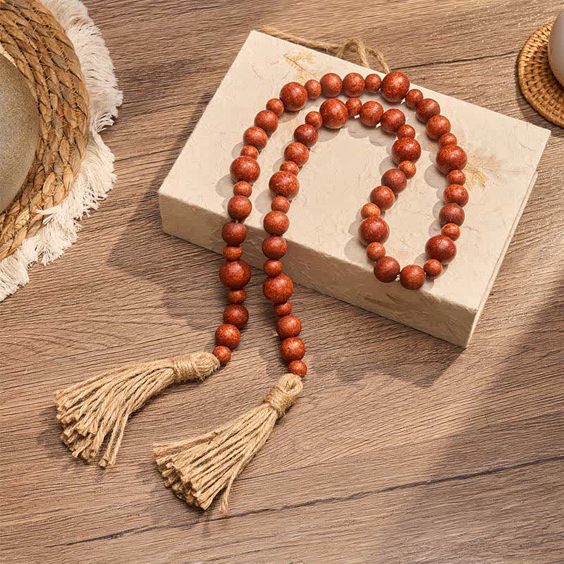 Buddha Stones Rustic Wood Bead Double Tassel Hanging Mindful Living Decor - image 9