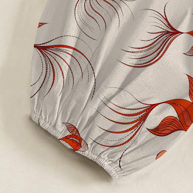 Buddha Stones Cotton Abstract Koi Fish Pattern Women's Elastic Waist Harem Pants With Side Pockets - image 6