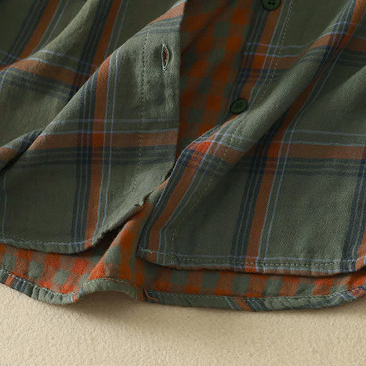 Buddha Stones Fall Casual Classic Plaid Women's Long Sleeve Shirts With Patch Pocket - image 11