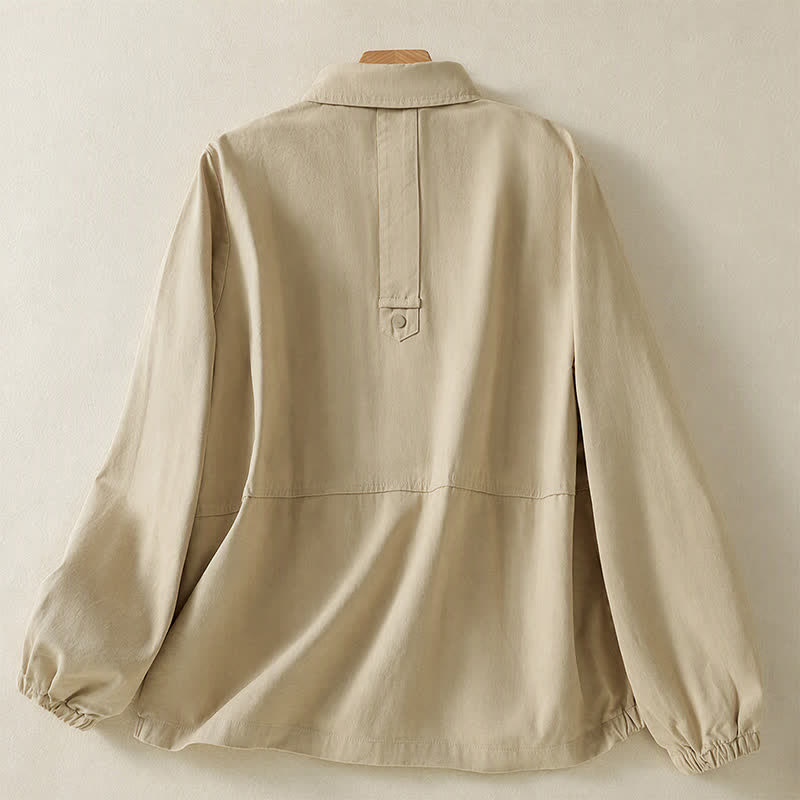Buddha Stones Fall Casual Button-Up Solid Women's Jacket With Pockets - image 25