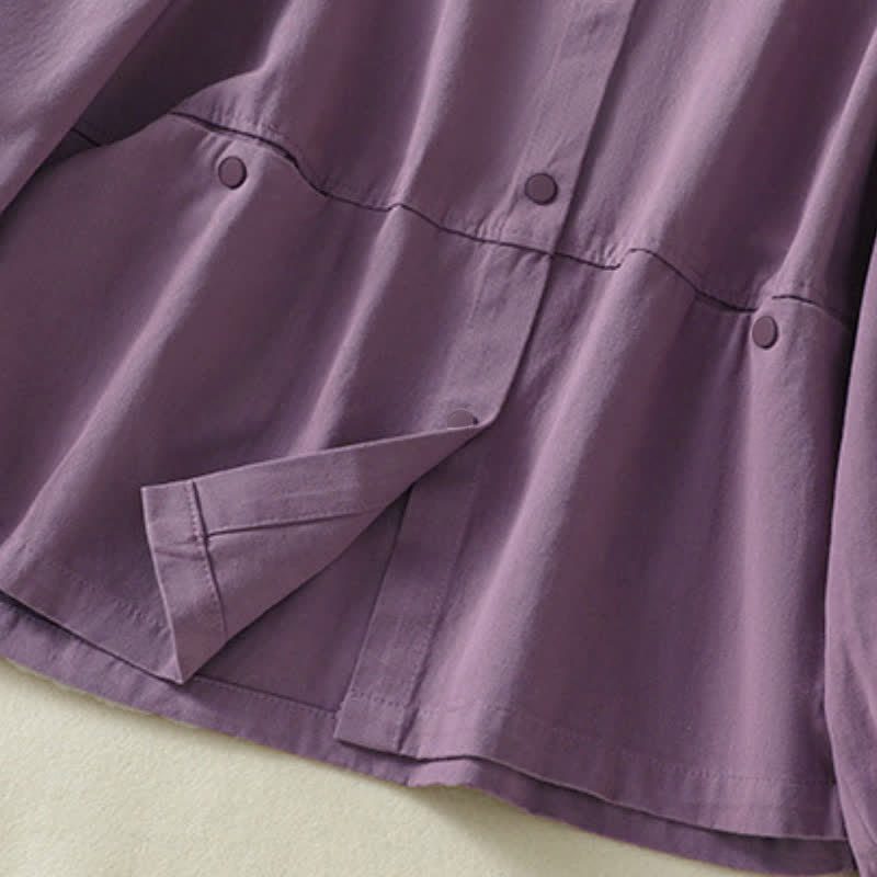 Buddha Stones Fall Casual Button-Up Solid Women's Jacket With Pockets - image 22