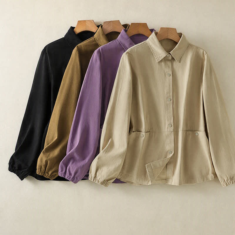 Buddha Stones Fall Casual Button-Up Solid Women's Jacket With Pockets - image 34