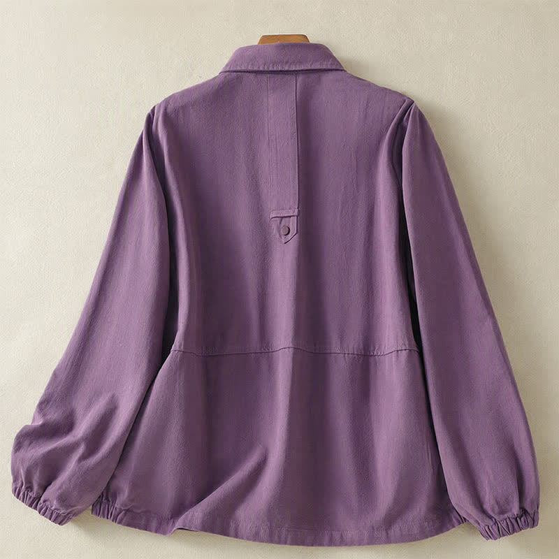 Buddha Stones Fall Casual Button-Up Solid Women's Jacket With Pockets - image 17