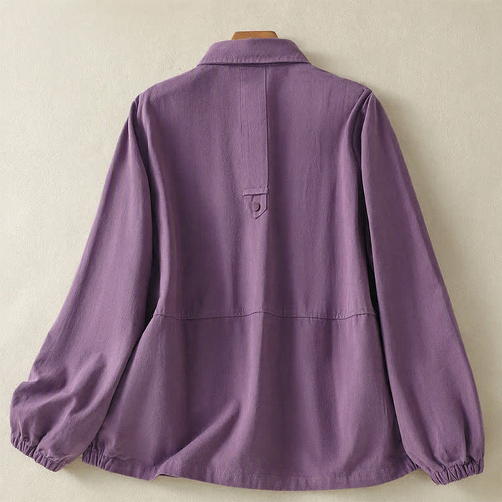 Buddha Stones Fall Casual Button-Up Solid Women's Jacket With Pockets - image 17