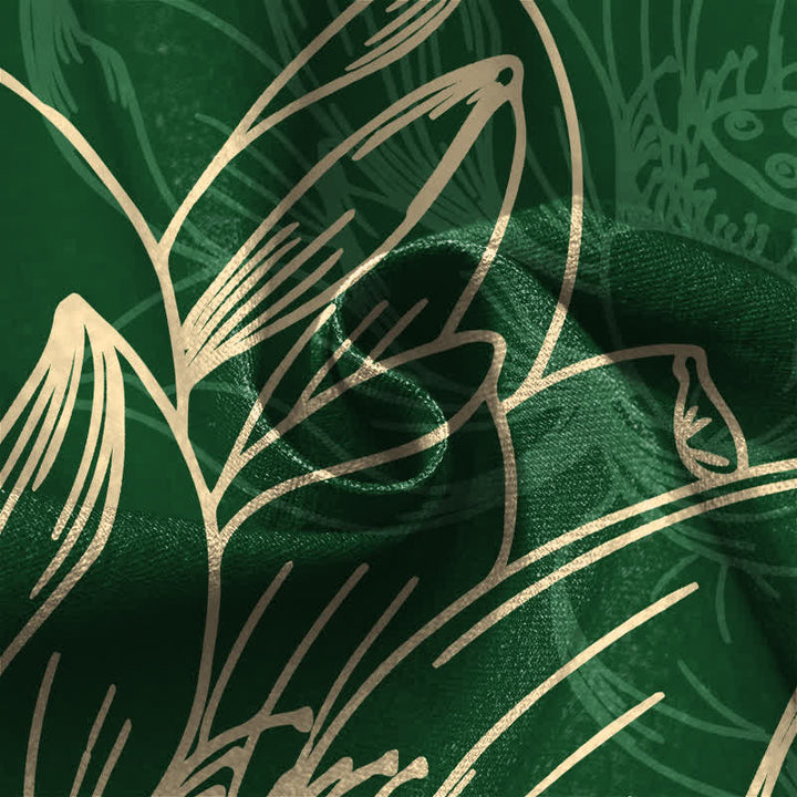 Buddha Stones Pure Cotton Artistic Lotus Line Art Pattern Frog Button Women's Elastic Waist Harem Pants With Pockets - image 4