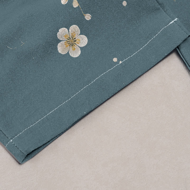 Buddha Stones Pure Cotton Vintage Crane Cloud Pattern Women's Elastic Waist Pants With Pockets - image 1